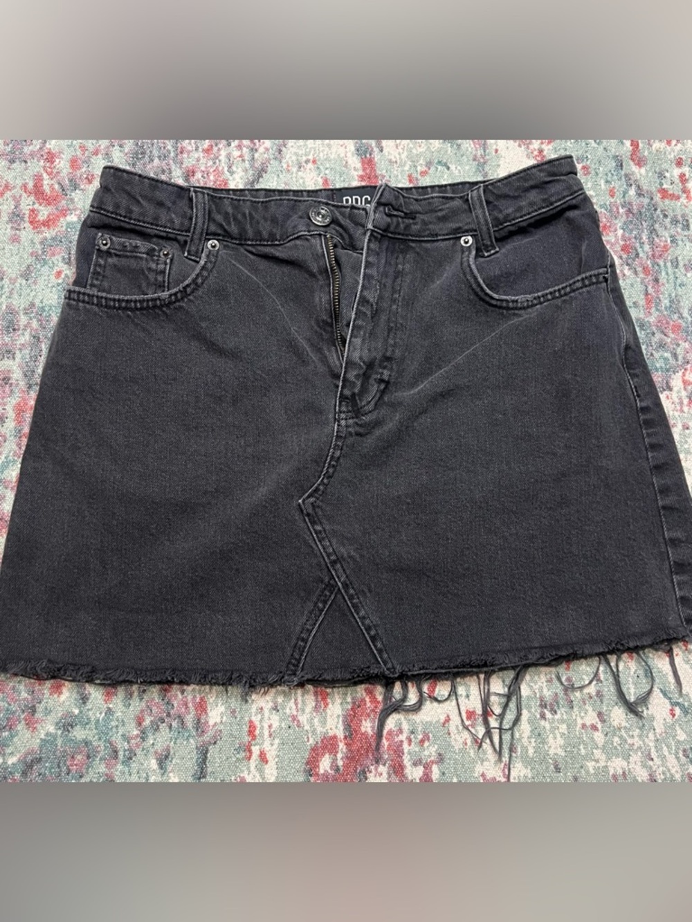 BDG - L - Black Denim Mini Skirt with Frayed Hem - nwot